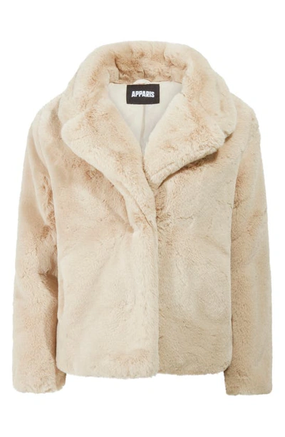 Shop Apparis Milly Faux Fur Jacket In Latte