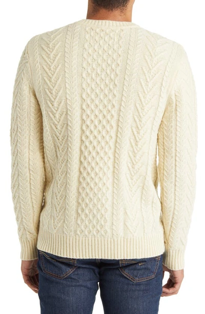 Shop Schott Nyc Cable Stitch Crewneck Wool Blend Sweater In Off White