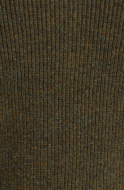 Schott Half Zip Rib Wool Blend Sweater In Moss