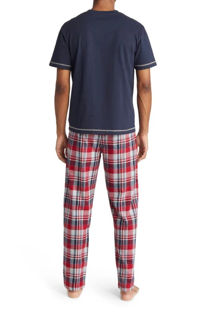 Shop Majestic Post Season T-shirt & Flannel Pants Pajamas In Crimson/ Navy