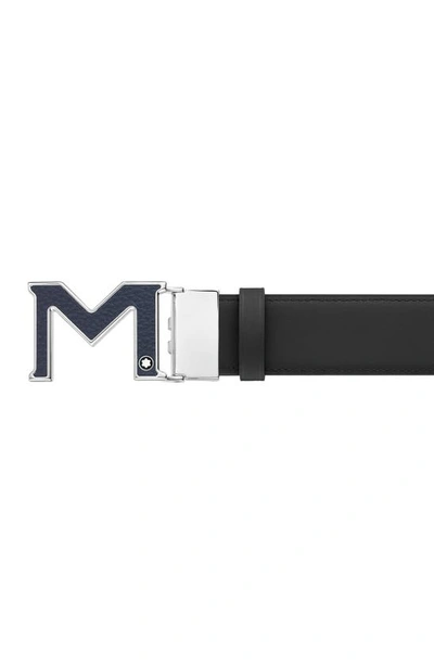 Shop Montblanc M Buckle Reversible Leather Belt In Black