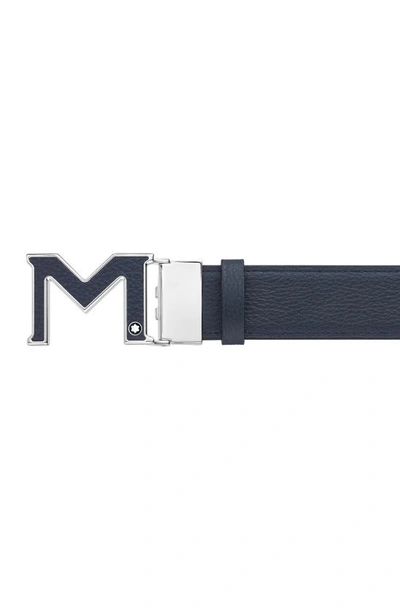 Shop Montblanc M Buckle Reversible Leather Belt In Black