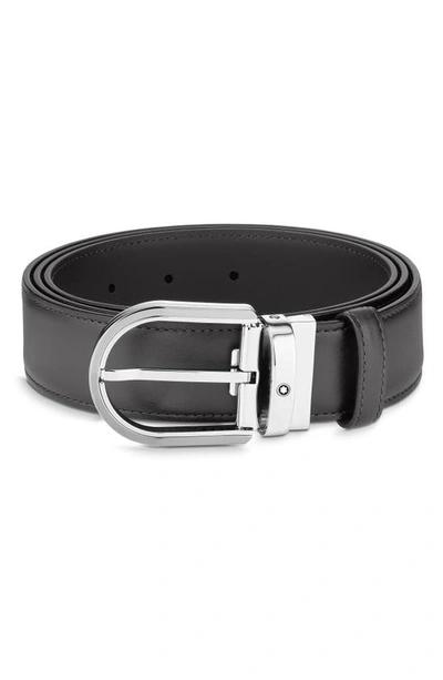 Shop Montblanc Leather Belt In Grey