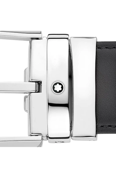Montblanc Horseshoe Buckle Leather Belt In Grey