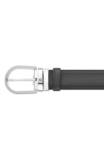 Montblanc Horseshoe Buckle Leather Belt In Grey