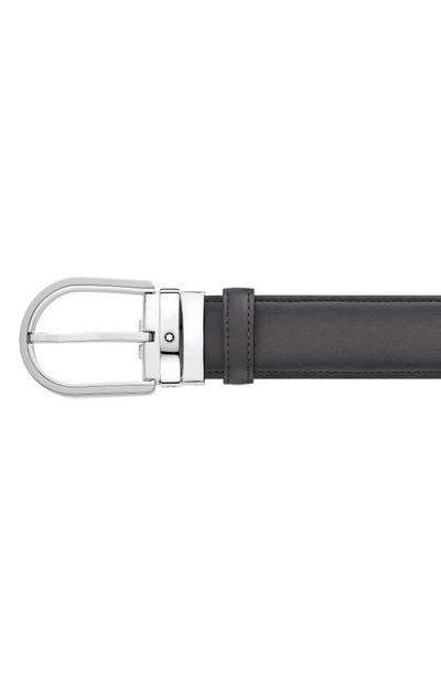 Montblanc Horseshoe Buckle Leather Belt In Grey
