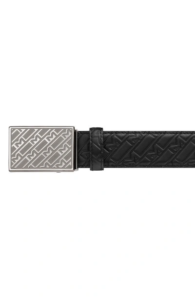 Shop Montblanc Logo Buckle Leather Belt In Black