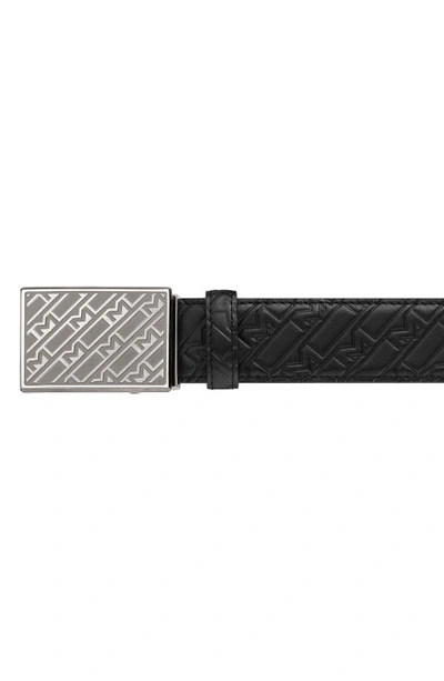 Shop Montblanc Logo Buckle Leather Belt In Black