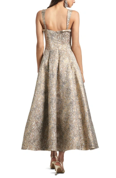 Shop Sachin & Babi Audrey Metallic Floral Embroidery Gown In Gilded Floral