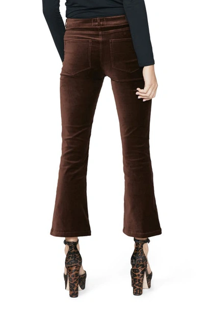 Shop Paige Claudine Velvet Ankle Flare Pants In Chicory Coffee