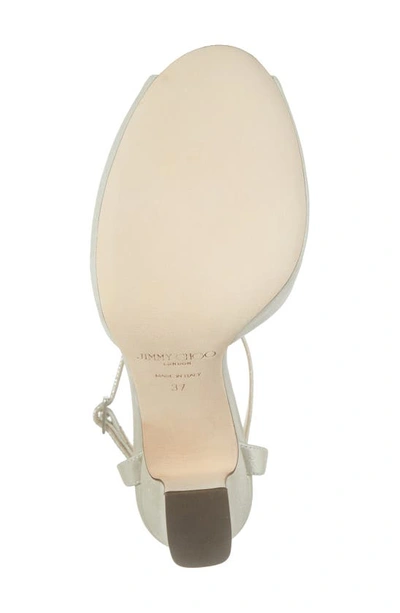 Shop Jimmy Choo Sacaria Imitation Pearl Embellished Ankle Strap Sandal In Champagne/ White