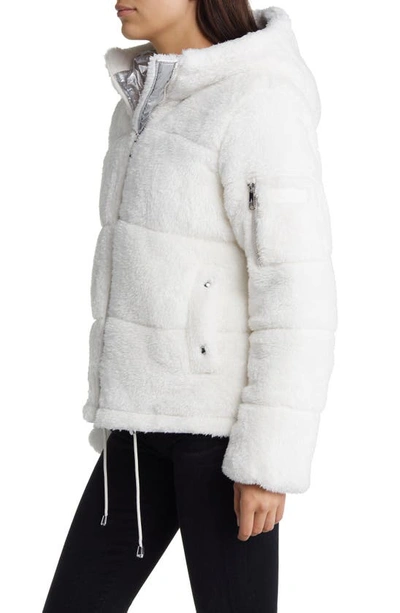 Shop Sam Edelman Faux Fur Puffer Coat In Ivory