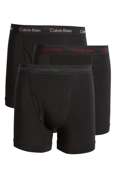Shop Calvin Klein 3-pack Stretch Cotton Boxer Briefs In Black/ Multi Logo