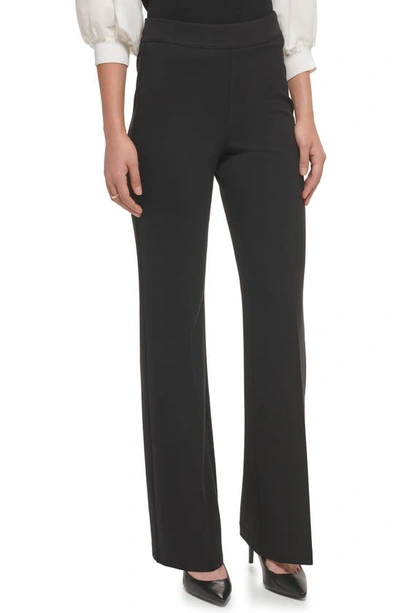 Dkny Women's Soft Ponte Knit High Rise Pull-on Pants In Black