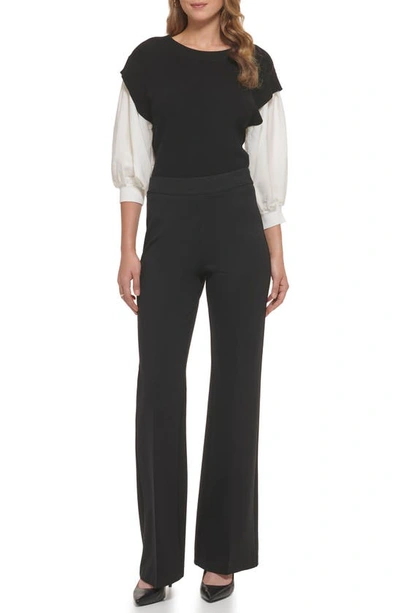Dkny Women's Soft Ponte Knit High Rise Pull-on Pants In Black
