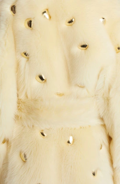 Shop Bottega Veneta Studded Genuine Shearling Wrap Coat In Camomile