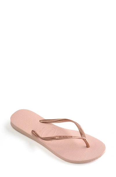 Havaianas Slim Metallic Ballet Rose/golden Blush In Ballet Rose