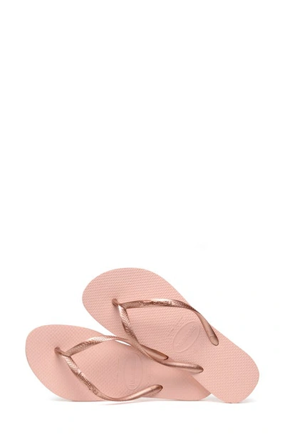 Havaianas Slim Metallic Ballet Rose/golden Blush In Ballet Rose