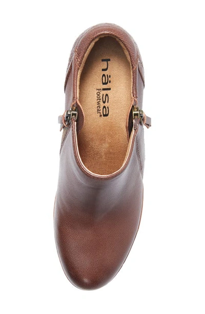 Halsa Footwear Rylee Floral Embossed Leather Bootie In Dark Brown
