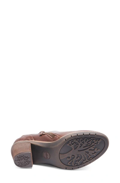 Halsa Footwear Rylee Floral Embossed Leather Bootie In Dark Brown