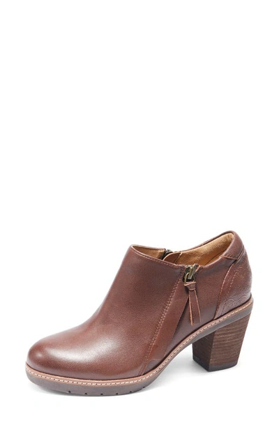 Halsa Footwear Rylee Floral Embossed Leather Bootie In Dark Brown