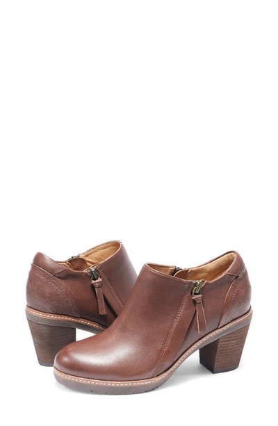 Halsa Footwear Rylee Floral Embossed Leather Bootie In Dark Brown