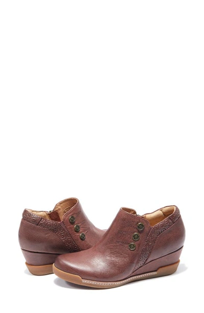 Halsa Footwear Devina Wedge Bootie In Dark Cherry