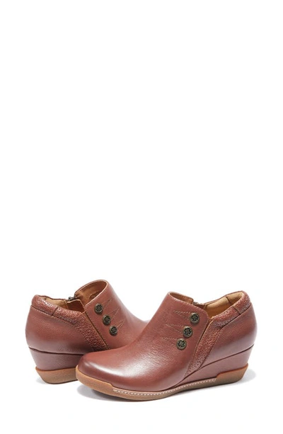 Halsa Footwear Devina Wedge Bootie In Dark Brown