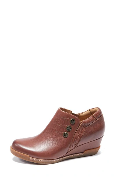 Halsa Footwear Devina Wedge Bootie In Dark Brown
