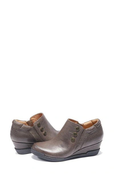 Halsa Footwear Devina Wedge Bootie In Dark Grey