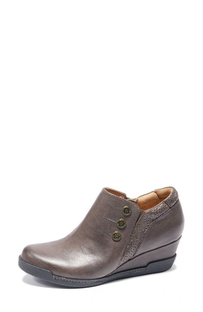 Halsa Footwear Devina Wedge Bootie In Dark Grey