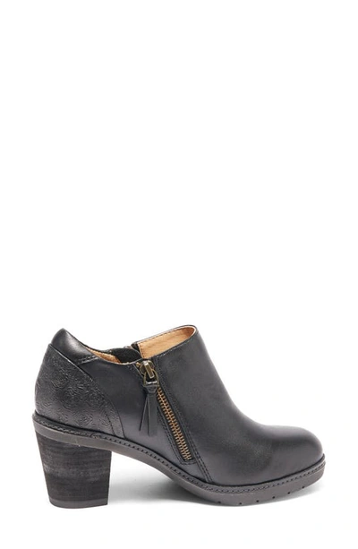 Halsa Footwear Rylee Floral Embossed Leather Bootie In Black