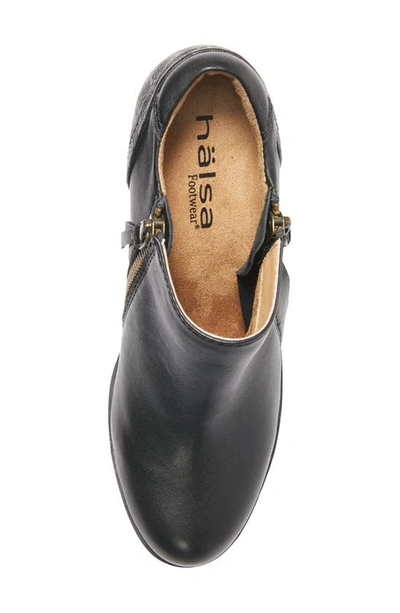 Halsa Footwear Rylee Floral Embossed Leather Bootie In Black