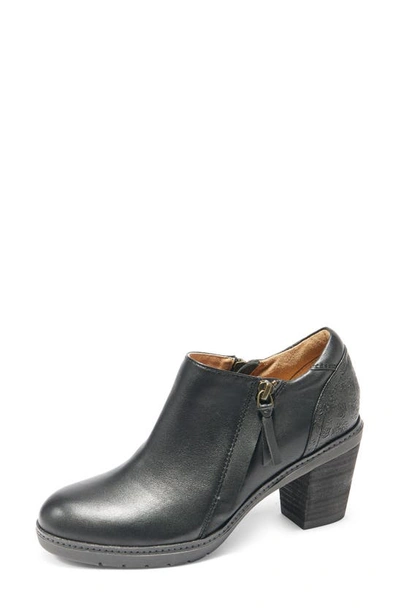 Halsa Footwear Rylee Floral Embossed Leather Bootie In Black