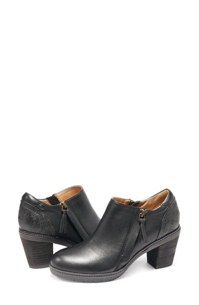 Halsa Footwear Rylee Floral Embossed Leather Bootie In Black