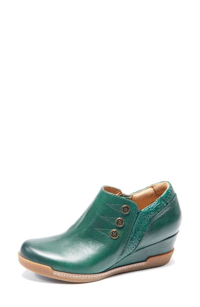 Halsa Footwear Devina Wedge Bootie In Dark Green