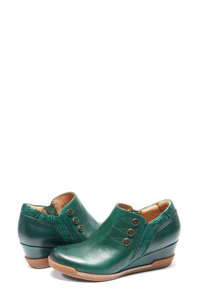Halsa Footwear Devina Wedge Bootie In Dark Green