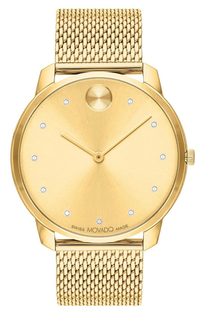 Shop Movado Bold Thin Mesh Bracelet Watch, 42mm In Gold