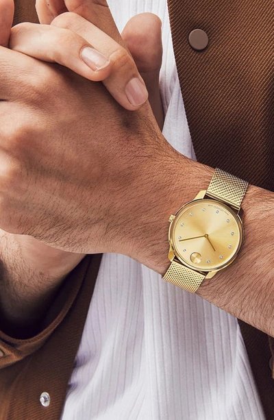 Shop Movado Bold Thin Mesh Bracelet Watch, 42mm In Gold