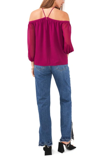 Shop 1.state Off The Shoulder Sheer Chiffon Blouse In Plum Fairy