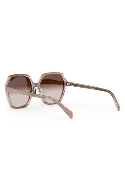 Shop Celine 58mm Geometric Sunglasses In Pink / Gradient Brown