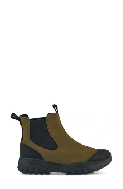 Shop Woden Magda Track Waterproof Rubber Boot In 786 Dark Olive/ Black