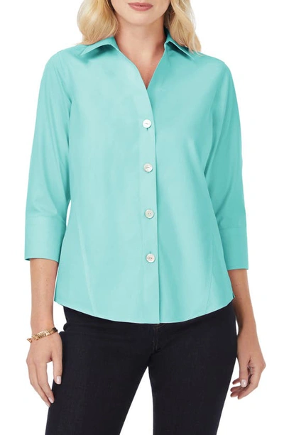 Shop Foxcroft Paige Button-up Blouse In Oceanside