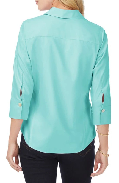 Shop Foxcroft Paige Button-up Blouse In Oceanside