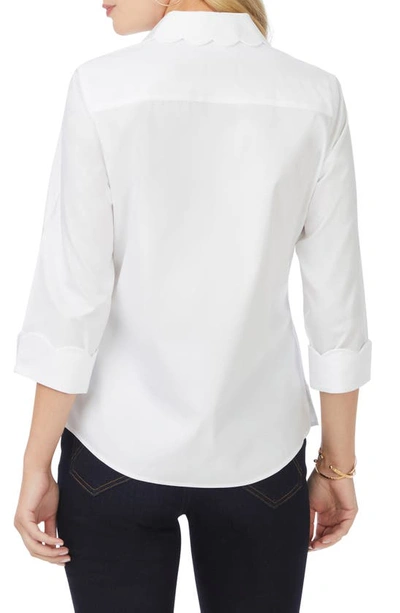 Shop Foxcroft Gwen Three-quarter Sleeve Cotton Button-up Shirt In White