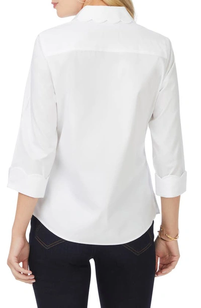Foxcroft Gwen Three-quarter Sleeve Cotton Button-up Shirt In White