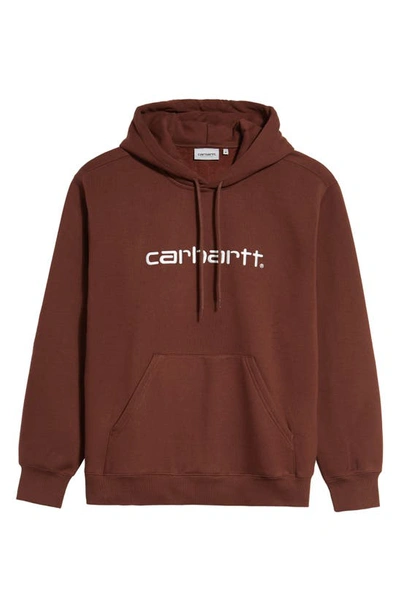 Shop Carhartt Hooded Logo Sweatshirt In Ale / Wax