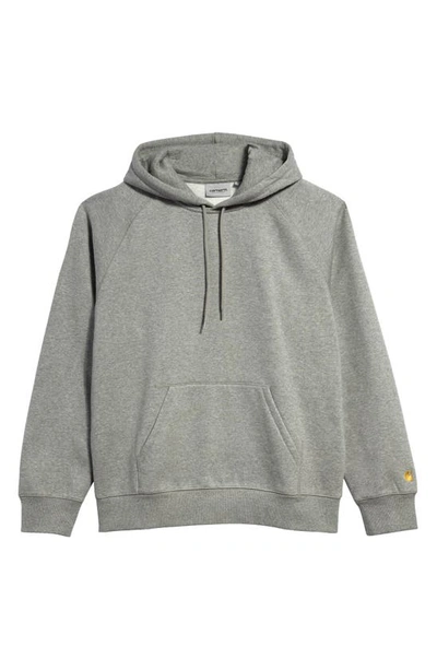 Shop Carhartt Work In Progress Chase Cotton Blend Hoodie In Grey Heather / Gold