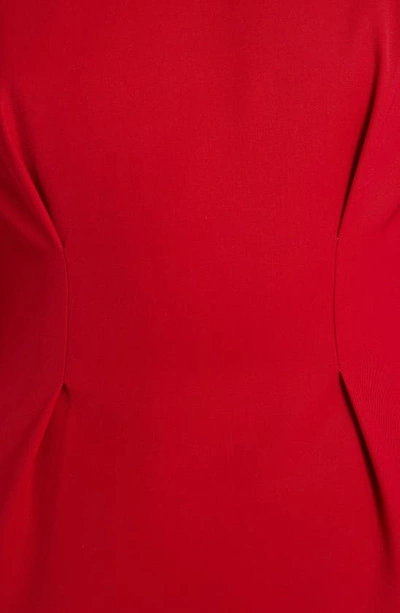 Shop Versace Corset Detail Long Sleeve Virgin Wool Gabardine Minidress In Parade Red