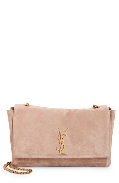 Shop Saint Laurent Kate Supple Reversible Leather Shoulder Bag In Rosy Sand